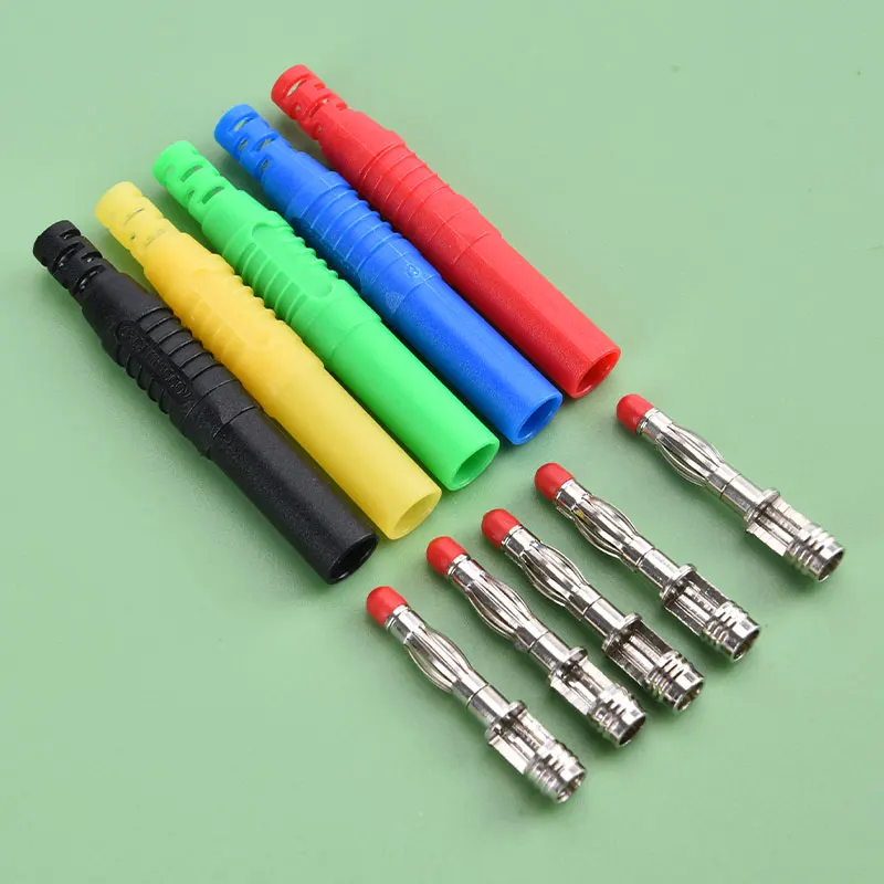 

1PC DIY Male Connectors Adapters 4mm Full Sheath Safety Banana Plug DIY Probe 4mm Hole Connector Plug Welding Type