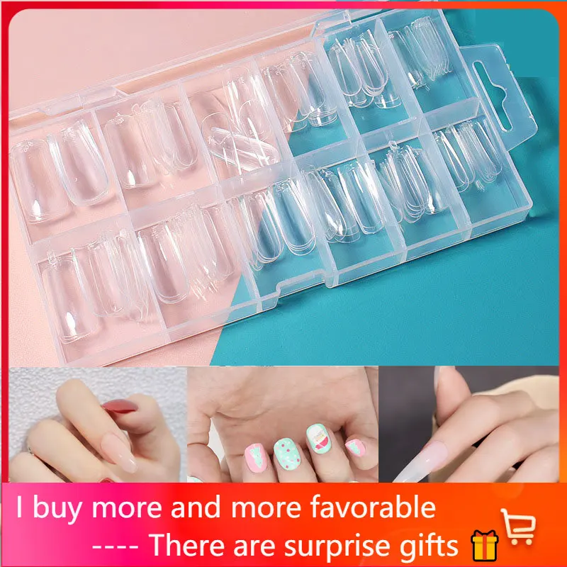 

KOSKOE 120pcs/Box Press on False Nails Coffin Oval Square Semi-Frosted Full Cover UV Gel Nails Fake Tips Capsule Extension Tool