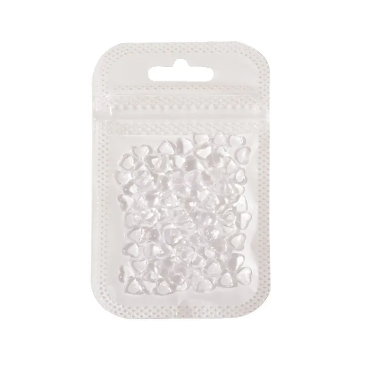 100pcs/Bag Nail Art Charms Clear Flat Bottom Love Ornament Jelly Resin Diamond Stereo Cheek is red Crystal