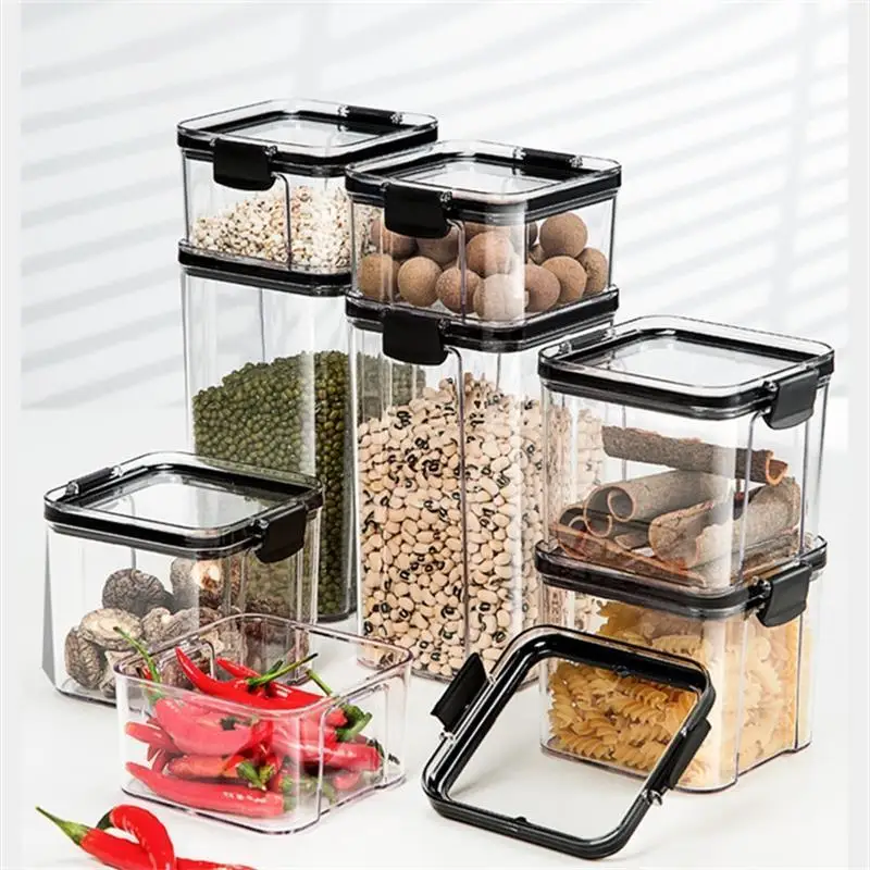 

460-1800ml Household Airtight Jar Food Grade Plastic Kitchen Refrigerator Fresh-keeping Storage Tank Moisture-proof Storage Tank