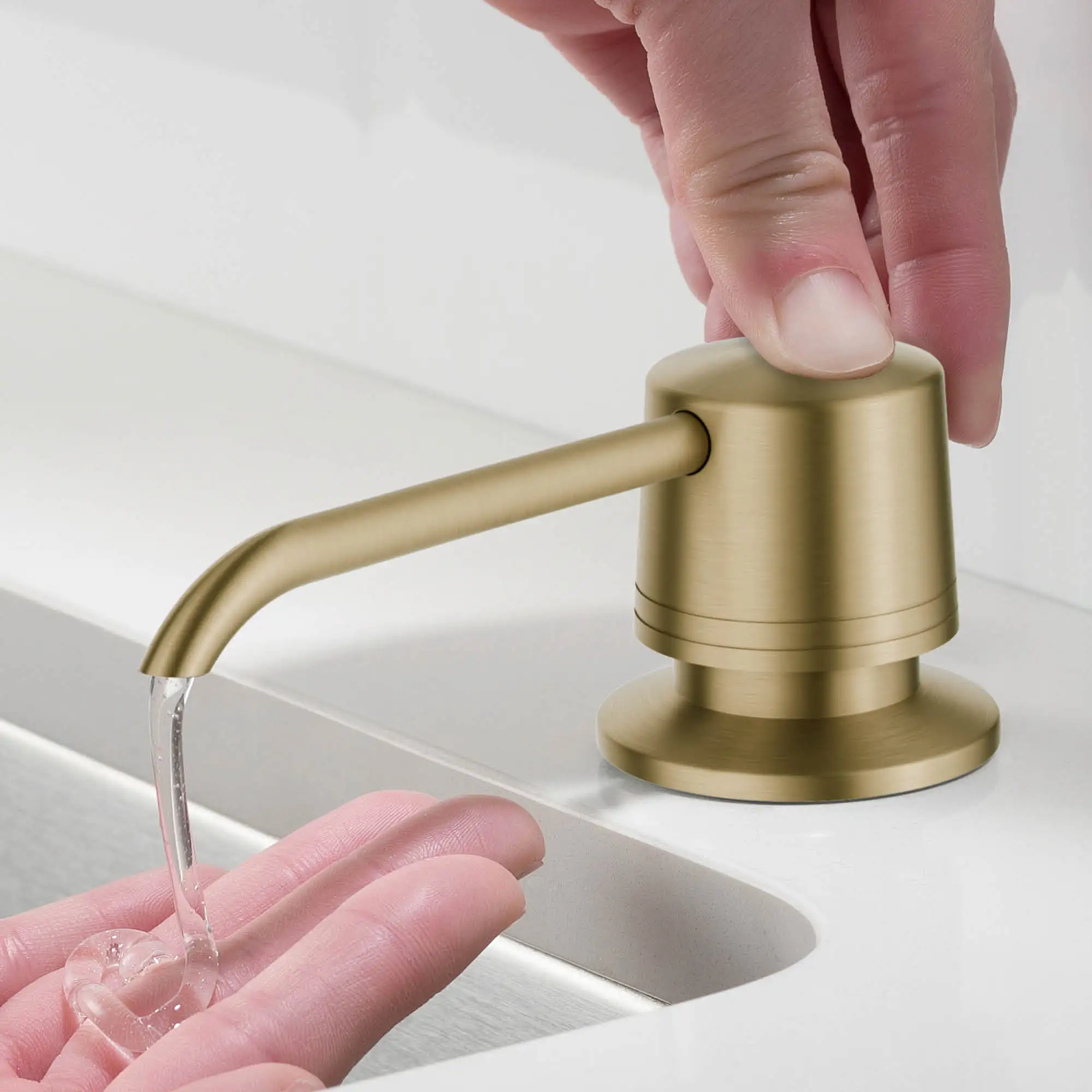 

Kitchen Soap and Lotion Dispenser in Brushed Gold