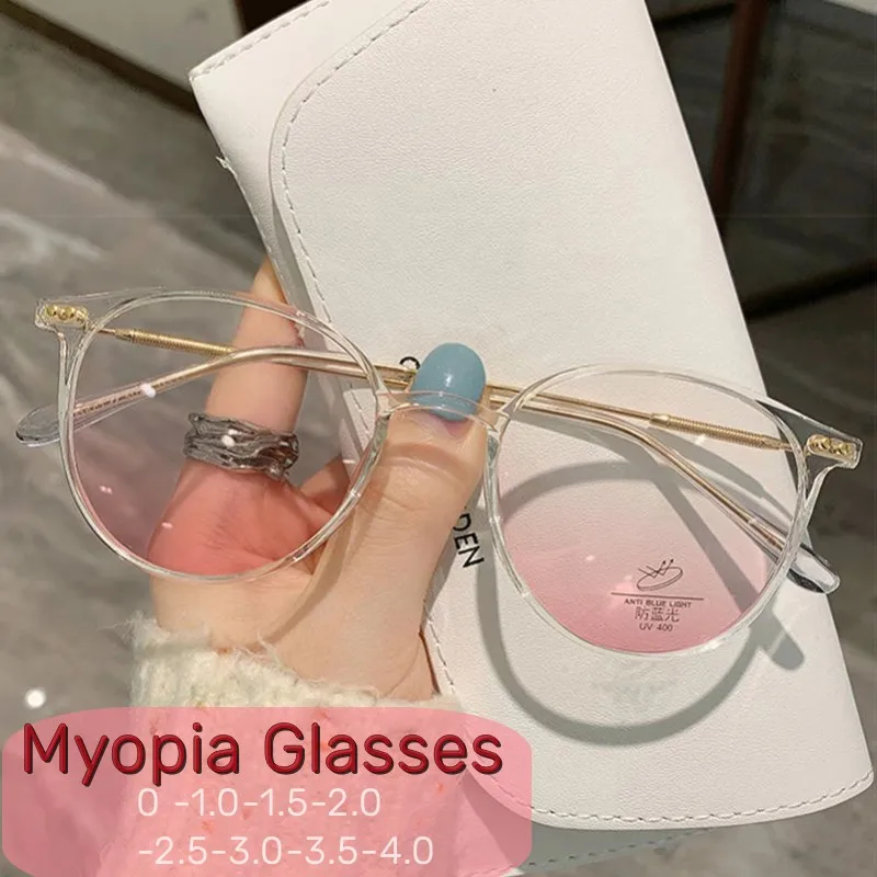 

Men Women Anti-blue Light Round Special Lens Myopia Galsses Computer Eyewear New Fashion Unisex Transparent Optical Eyeglasses