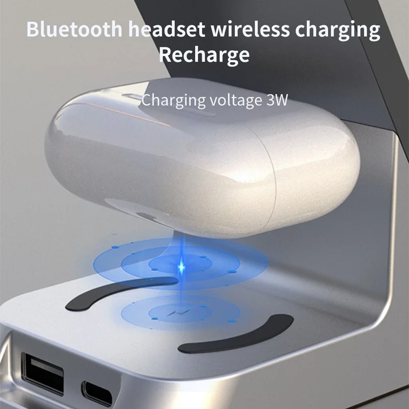 6in1 Alarm Clock Wireless Charger For Apple Watch Airpods Pro 15W Fast Charging Dock Station Iphone 8 XS 11 12 13 MAX |