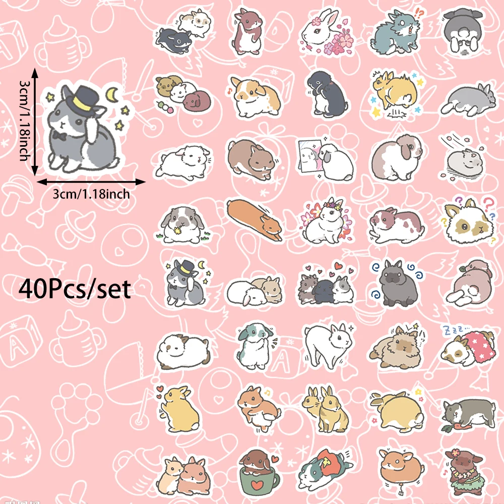 40 Самоклеящихся Наклеек С Милым Дизайном Кролика Универсальное Украшение Для