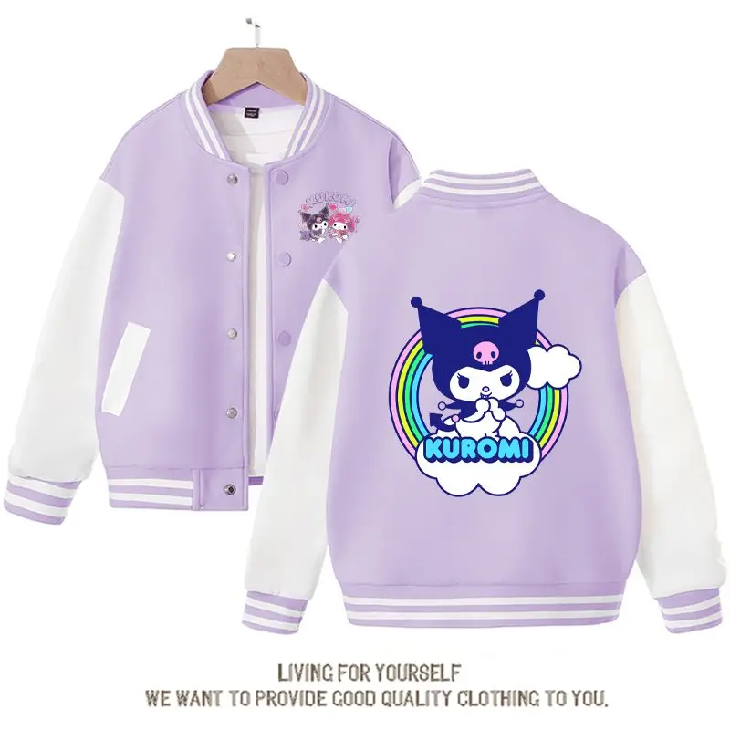 

Sanrio Kawaii аниме Радуга Kuromi милое мультяшное Детское пальто весна осень Новинка свободная спортивная бейсбольная форма подарок на день рождения