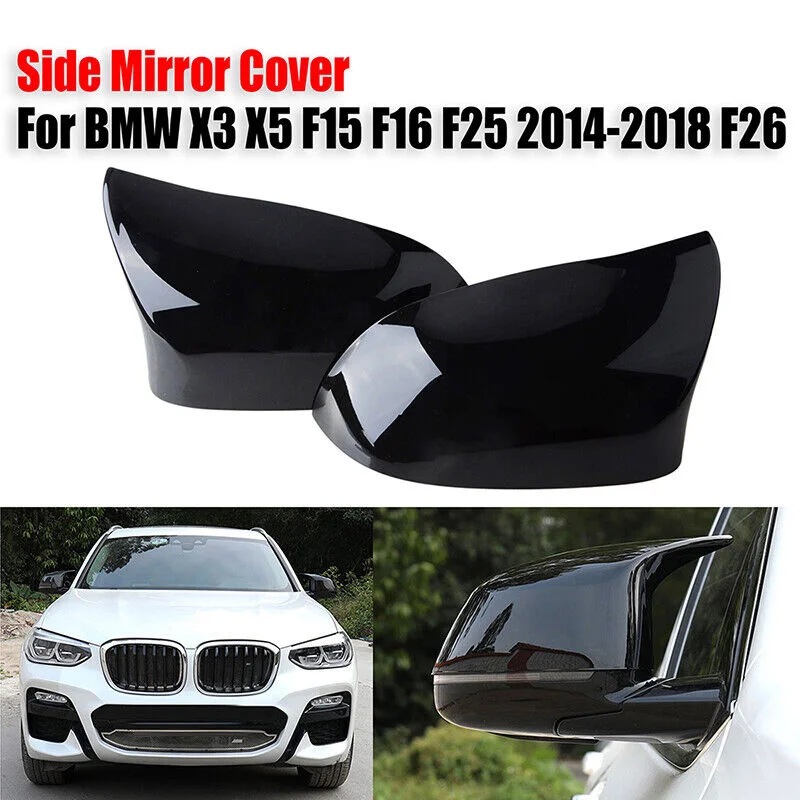 

Auto Car Rear View Side Mirror Cover Trim for BMW F25 X3 F26 X4 F15 X5 F16 X6 2014 2015-2018 Bright Black Carbon Fiber Style