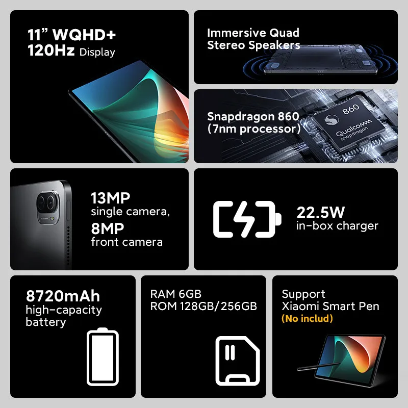 Фото Новинка 2023, оригинальный телефон, планшет 5 Pro, Android 11,0, Snapdragon 845, планшетный ПК, телефон с двумя SIM-картами или Wi-Fi, HD 4K, MI, 8000 мАч №5
