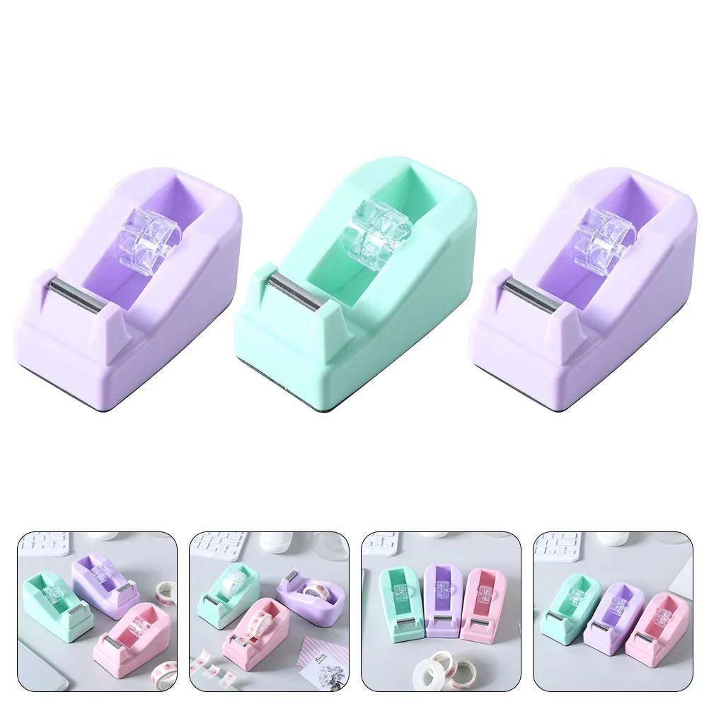 

3Pcs Household Tape Dispensers Convenient Tape Holders Portable Tape Cutters (Random Color)