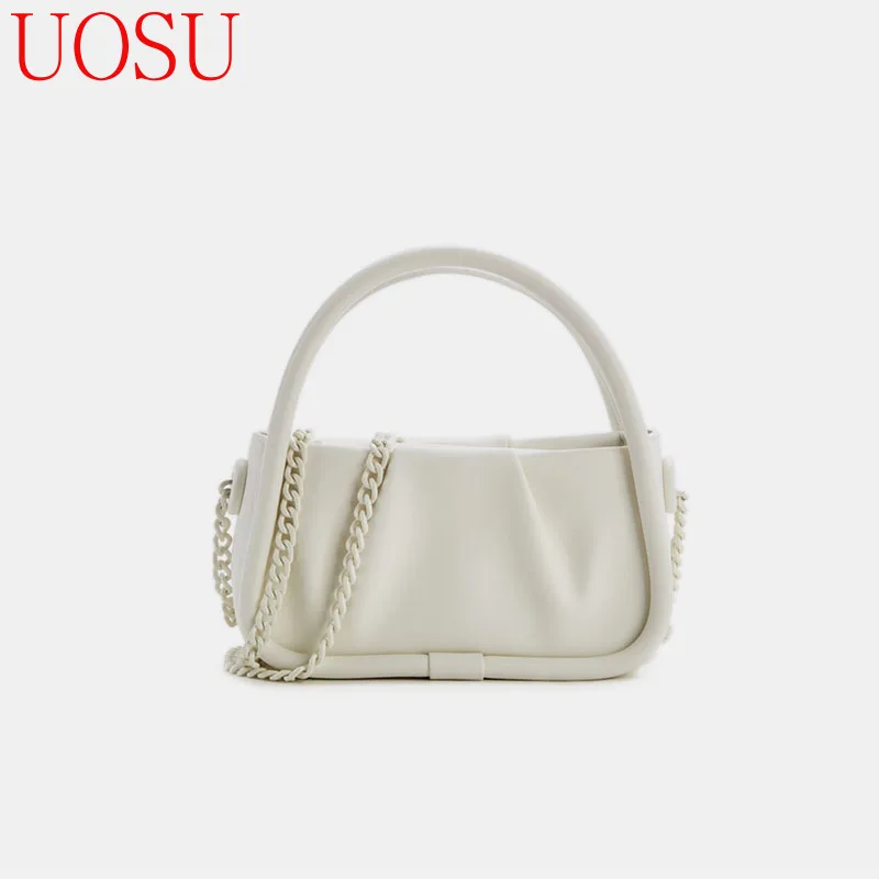 

Роскошная брендовая модная женская сумка UOSU, новинка 2022 года, плиссированная сумка в форме облака, сумка-мессенджер на цепочке, мягкая сумка...