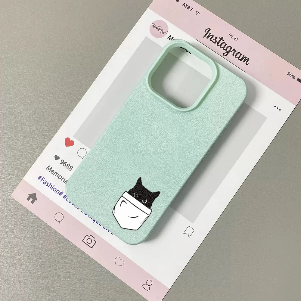 Милый чехол для iPhone 11 12 13 14 15 16 17 Pro Max Plus Air с креативным дизайном в виде черной кошки, мягкий чехол-накладка из поликарбоната (art.: 3920dc536e7bb) - 3920dc536e7bb