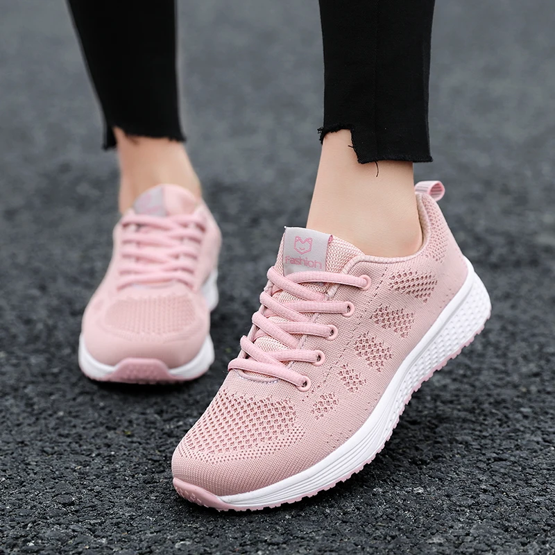 

New Women Shoes Flats Fashion Casual Ladies Shoes Woman Lace-Up Mesh Breathable Female Sneakers Zapatillas Mujer rty6sd4