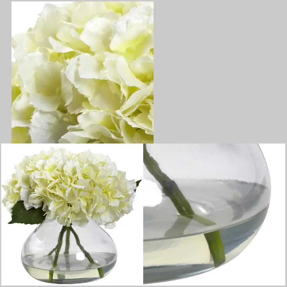 

Charming Off-White Blooming Hydrangea Artificial Flowers with Vase, Perfect for Home Decor and Gift Giving.