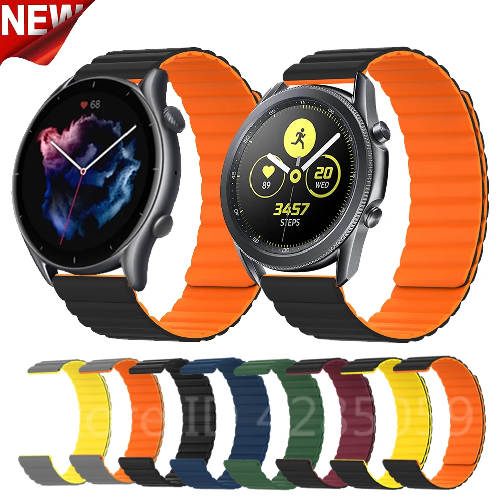 Double color strap For Amazfit gtr 3/gtr 3 pro/GTR2 2e Silicone band Samsung watch active/active 2 Magnetic Bracelet correa | Электроника