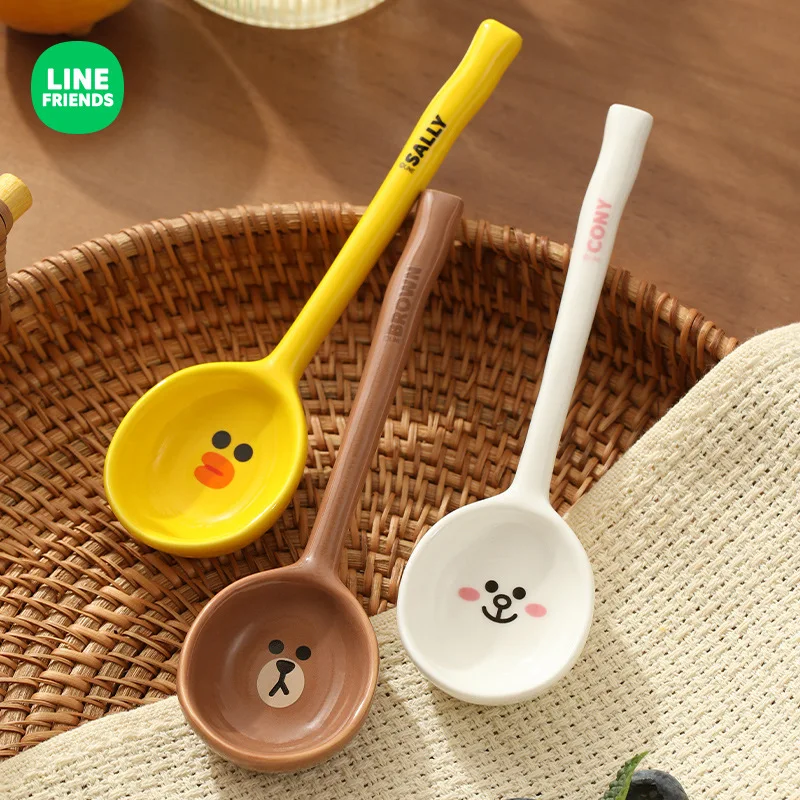 

Line Friends Kawaii Anime Spoon Cute Brown Cony Sally Household Restaurant Kitchen Children Breakfast Soup Ceramic Tableware