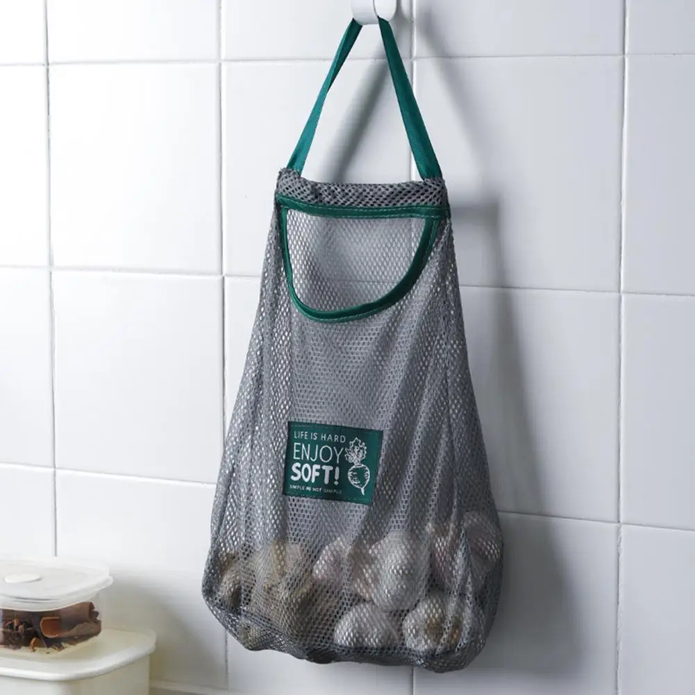 

Foldable Hanging Storage Pocket Breathable Reusable Mesh Bag Kitchen Garlic Vegetable Sorting Bag Kitchen Organizer Accessories