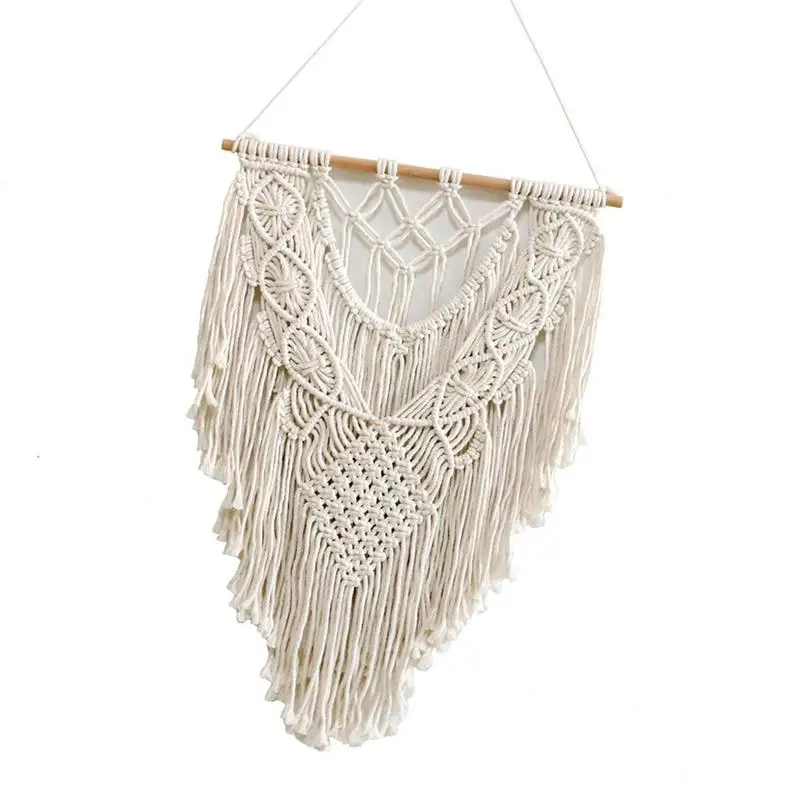 

Macrame Wall Art Boho Wall Tapestry With Tassel Chic Bohemian Handmade Macrame Ornament Nursery Bedroom Apartment Dorm Room