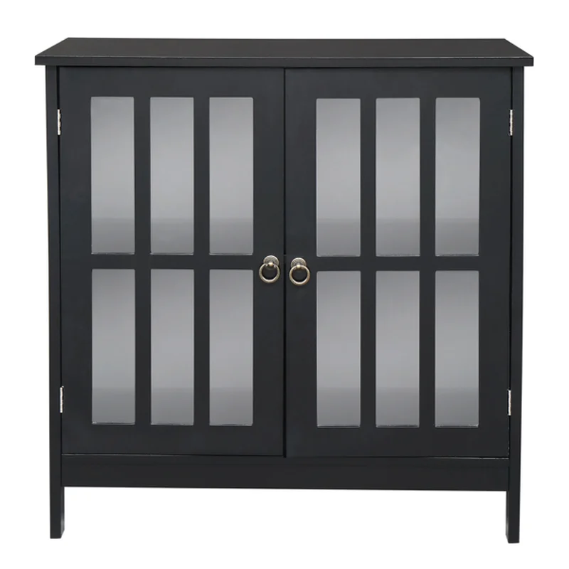 

80x36x80cm Disassembly Double Door Inner Compartment MDF Sideboard Black