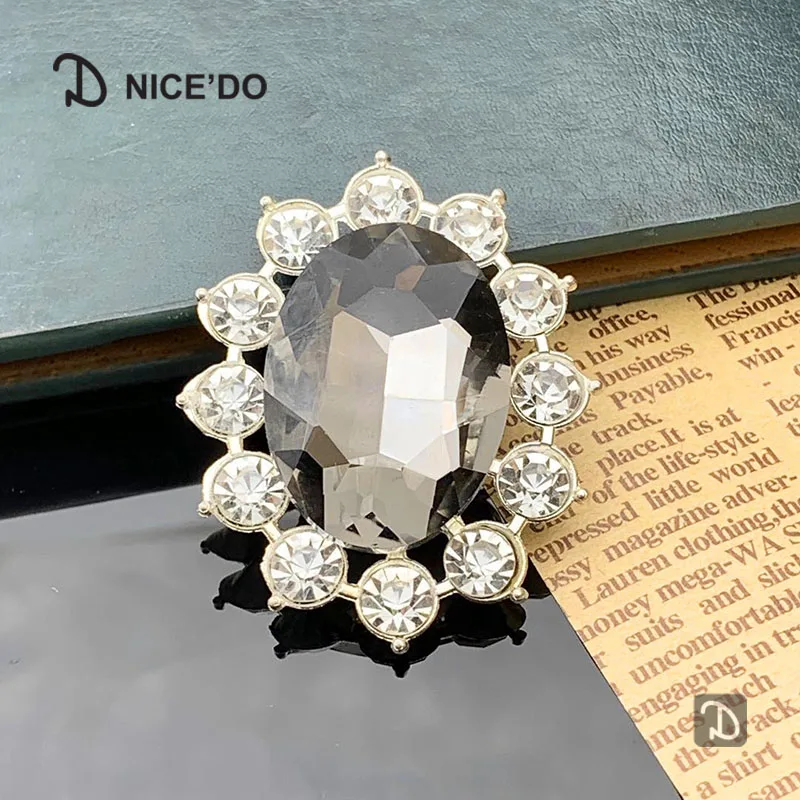 5 Pieces DIY Handmade Hair Clip Material Oval Gemstone Diamond Buckle Alloy Jewelry Accessories Clothing