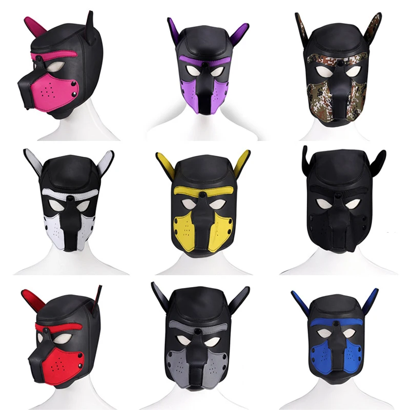 Women Halloween Carnival Mask Sexy Adult Cosplay Role Play Dog Full Head Mask Soft Padded Latex Rubber Puppy Mask for Face
