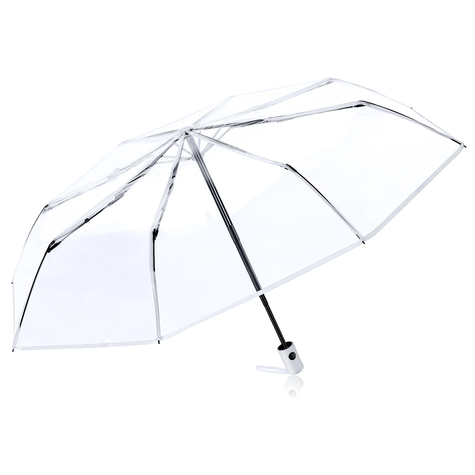 

Fully Automatic Three-fold Transparent Umbrella Open Men Rain Adults Clear Folding Girl Mens