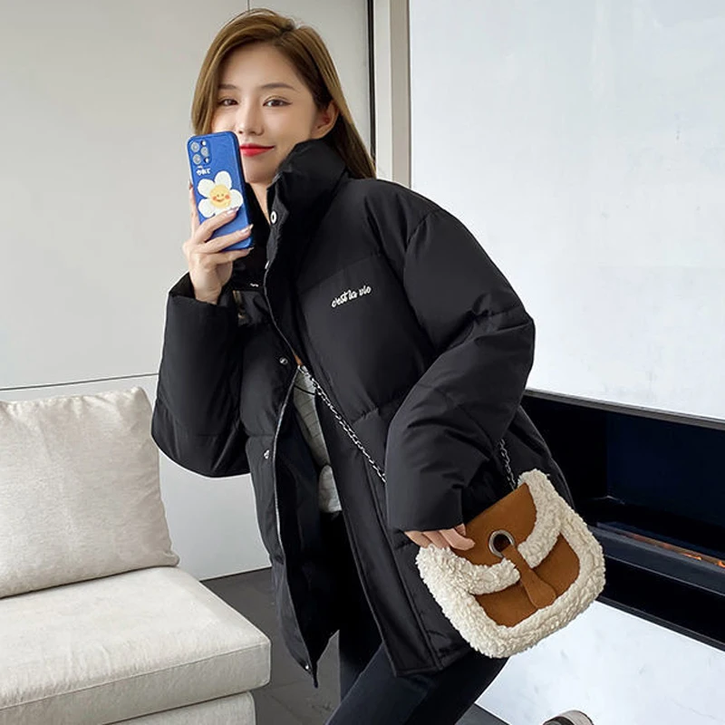 Women 2022 New Short Bread Clothes Loose Korean Fashion Long-sleeved Students Winter Thick Padded Jacket Coat Ins Cotton Clothes