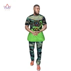 Bazin богатый Африканский топ и брюки с принтом дракона с аппликацией, комплект из 2 предметов из Анкары, Мужская африканская одежда WYN390