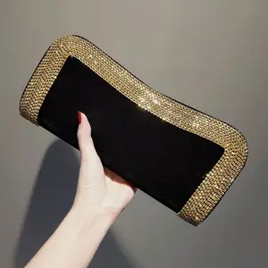 Black Clutch Purse and Handbag with Rhinestone Women's Party Evening Bag  Luxury Wedding Clutch Female Shoulder Bag Bolso ZD1460