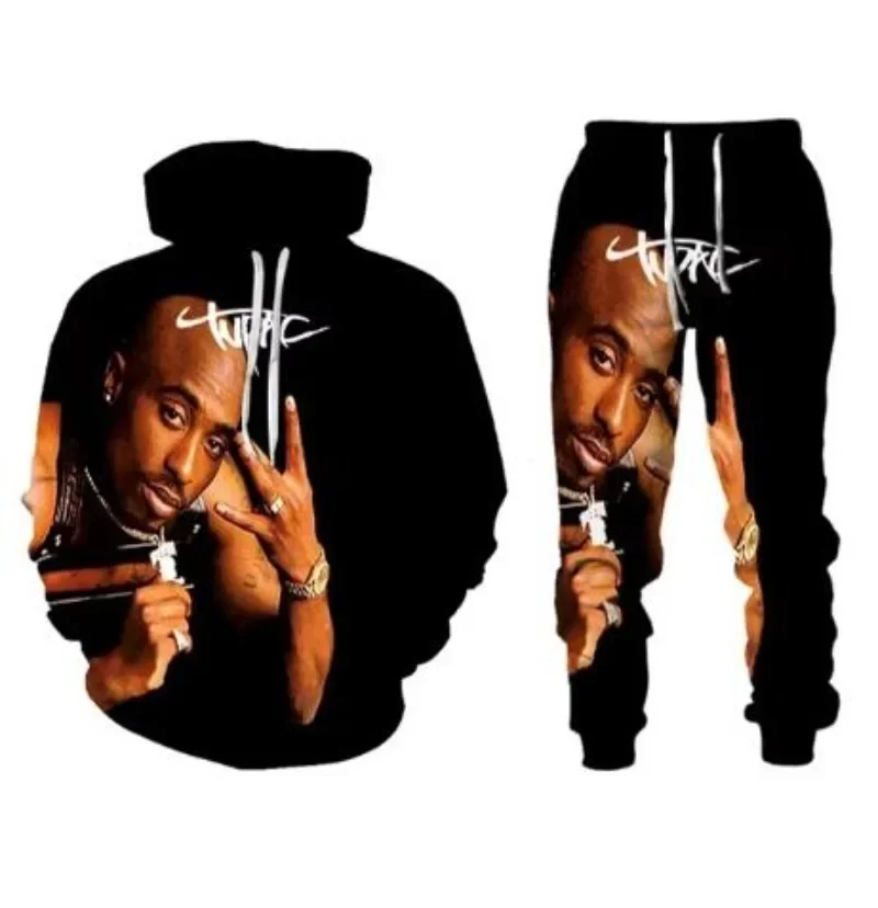 Рэп-певец 2 PAC Тупак толстовка с 3D принтом мужские толстовки спортивные штаны
