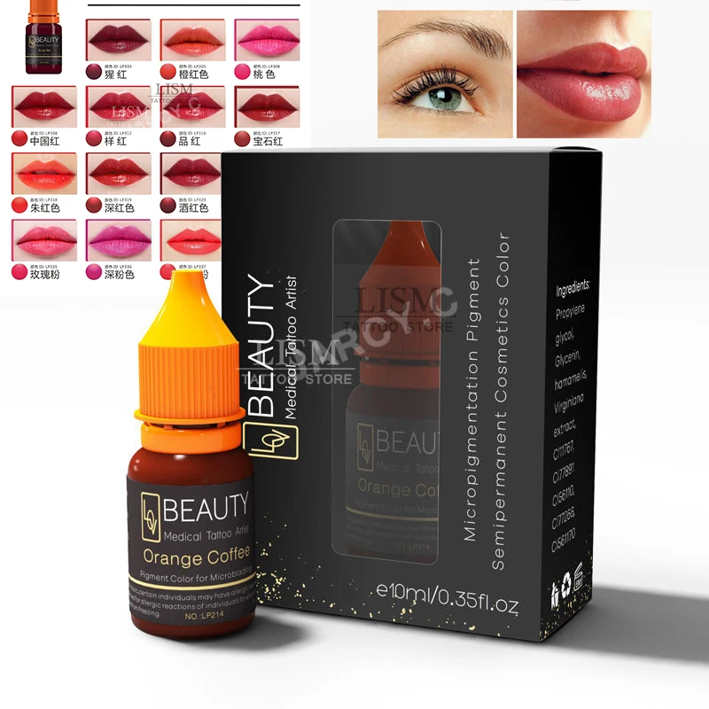 

10 мл чернила для татуировки, наборы пигментов для макияжа, наноцвета, полуперманентный оттенок, художественная подводка для бровей, губ, микроблейдинг, пигменты