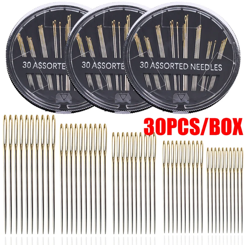 

30Pcs/box Sewing Needles Disc Hand Sewing Needles Set Assorted Round Box Hand Sewing Quilt Embroidery Mending Craft Sewing Case