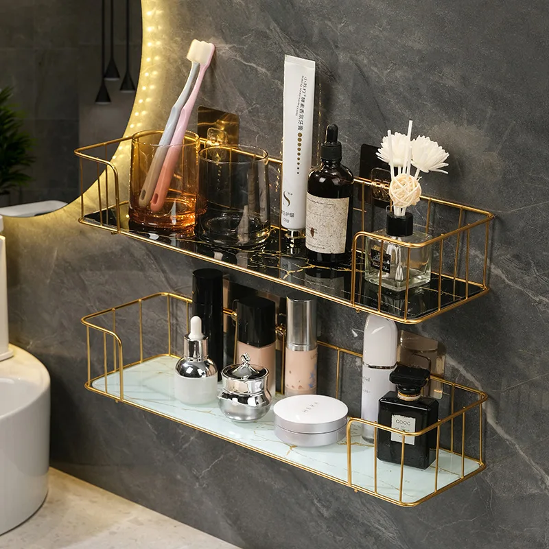 bathroom shelves shower storage basket shelf no drill organizer wall mounted single layer shampoo cosmetic holder accessories free global shipping