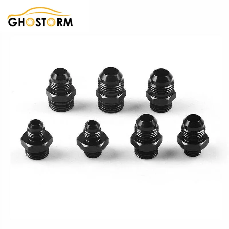 

2Pcs Male Adapter Fitting Black ORB-6 ORB-8 ORB-10 O-ring Boss to AN6 AN8 AN10 to 6AN 8AN 10AN 6061-T6 aluminum Flare fiting