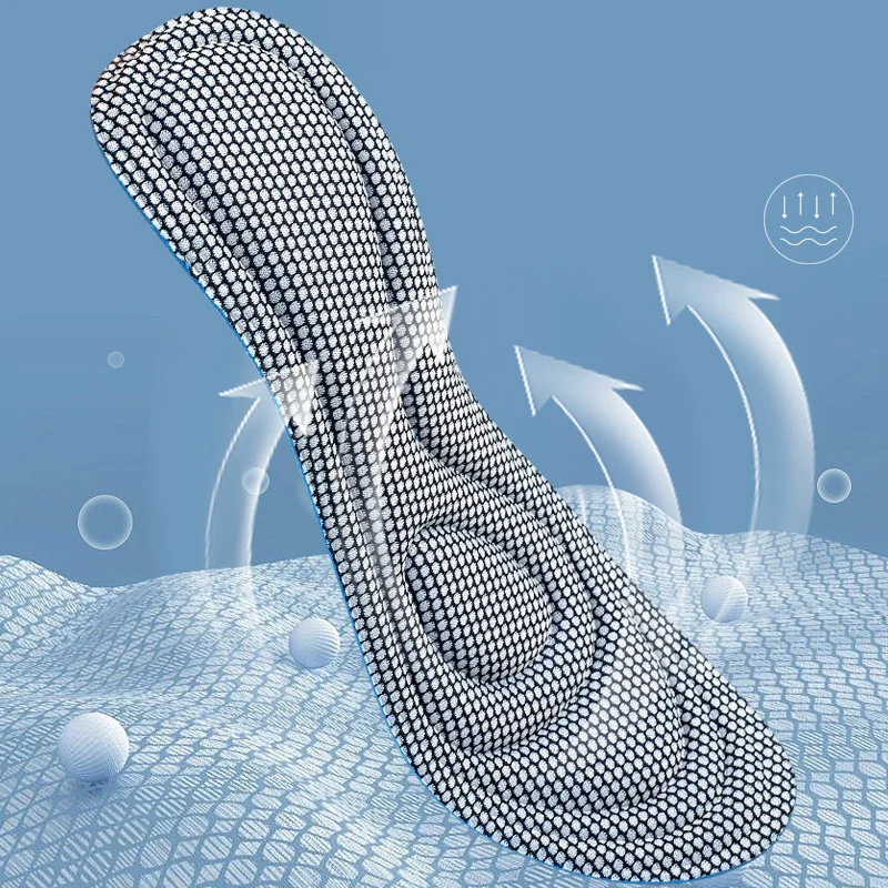 4Pcs Memory Foam Insoles Antibacterial Deodorization Sweat Absorption Insert Sport Shoes Running Pads Breathable Insole Footcare