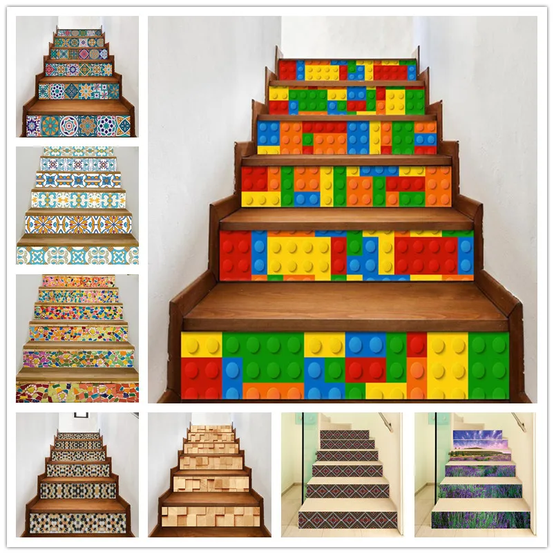 

Tile Stairs Stickers Waterproof Non-Slip Floor Stickers Creative Home Decoration Posters Thickened Stairs Renovation