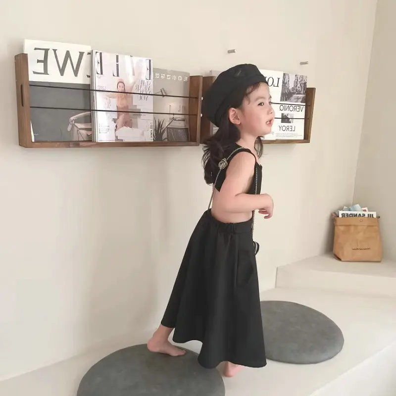 Новинка 2024 модные платья для девочек индивидуальное платье-майка с имитацией