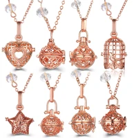 mexico chime crystal chain caller locket necklace heart shaped hollow small pendant aromatherapy essential oil diffuser jewelry