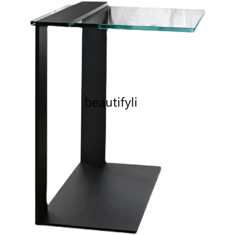 

yj Nordic Simple Home Living Room C- Shaped Side Table Corner Table Light Luxury Simple Design Tempered Glass-Side Table
