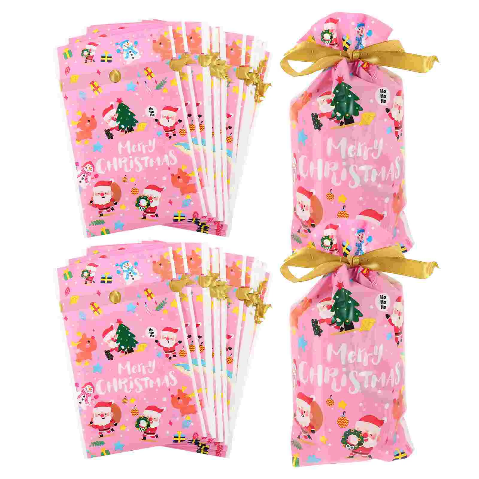 

50 Pcs Birthday Bags Presents Party Favor Biscuit Christmas Gift Holders Container Plastic Pouch Candy Child