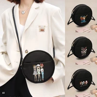 2022 fashion women round crossbody bag pattern friends printed ladies small messenger shoulder bag small coin purse handbags