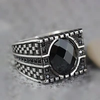 new popular vintage ring european and american fashion men and women black stone ring
