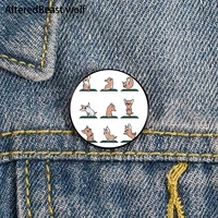 chihuahua yoga cartoon printed pin custom funny brooches shirt lapel bag cute badge cartoon enamel pins for lover girl friend