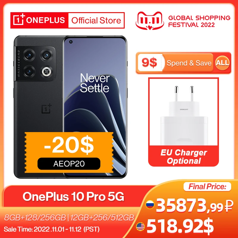  World Premiere OnePlus 10 Pro 10pro 5G Global Rom Smartphone 8GB 128GB Snapdragon 8 Gen 1 mobile phones 80W Fast Charging 
