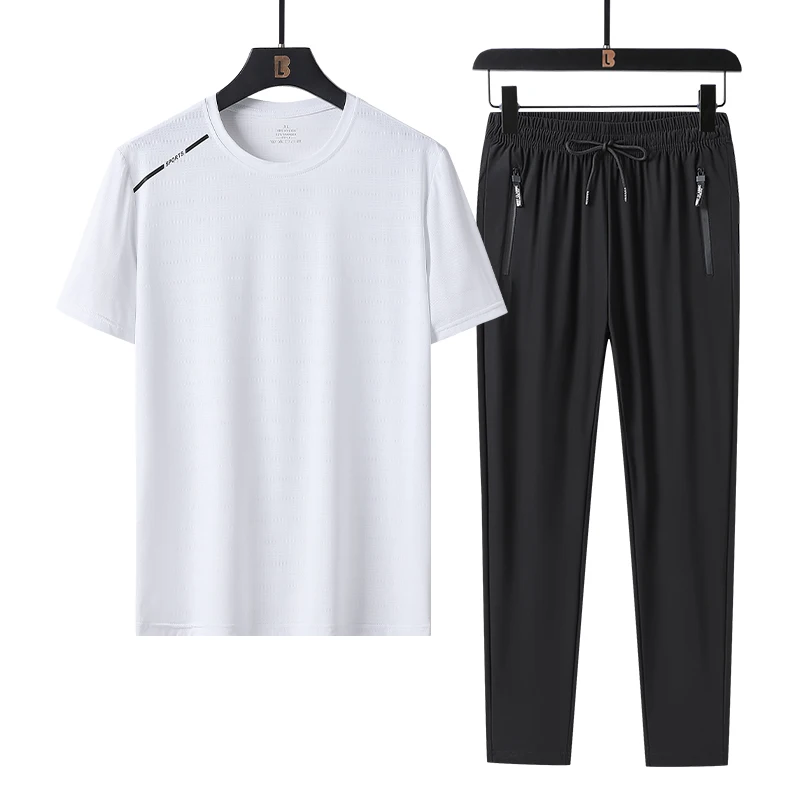 

Fashion Short T-shirt Men's Sports Set New Casual Large Men's Summer Comfortable Thin Pants Set Short Sleeve Men 2023