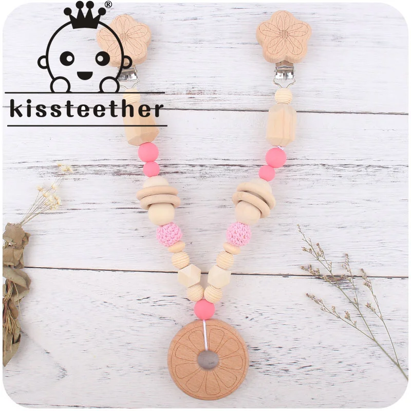 

Kissteether New Rose Pacifier Chain Children's Stroller Chain Decorative Pendant Cartoon Molar Teether Bracelet Accessories Set