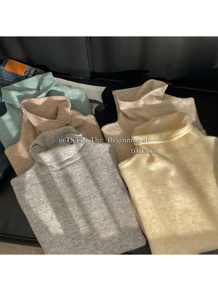 

Basic Sweaters Women Solid Knitwear Autumn Winter Top Pullover Thick Knitted Women's Turtleneck Oversize Women Sweater