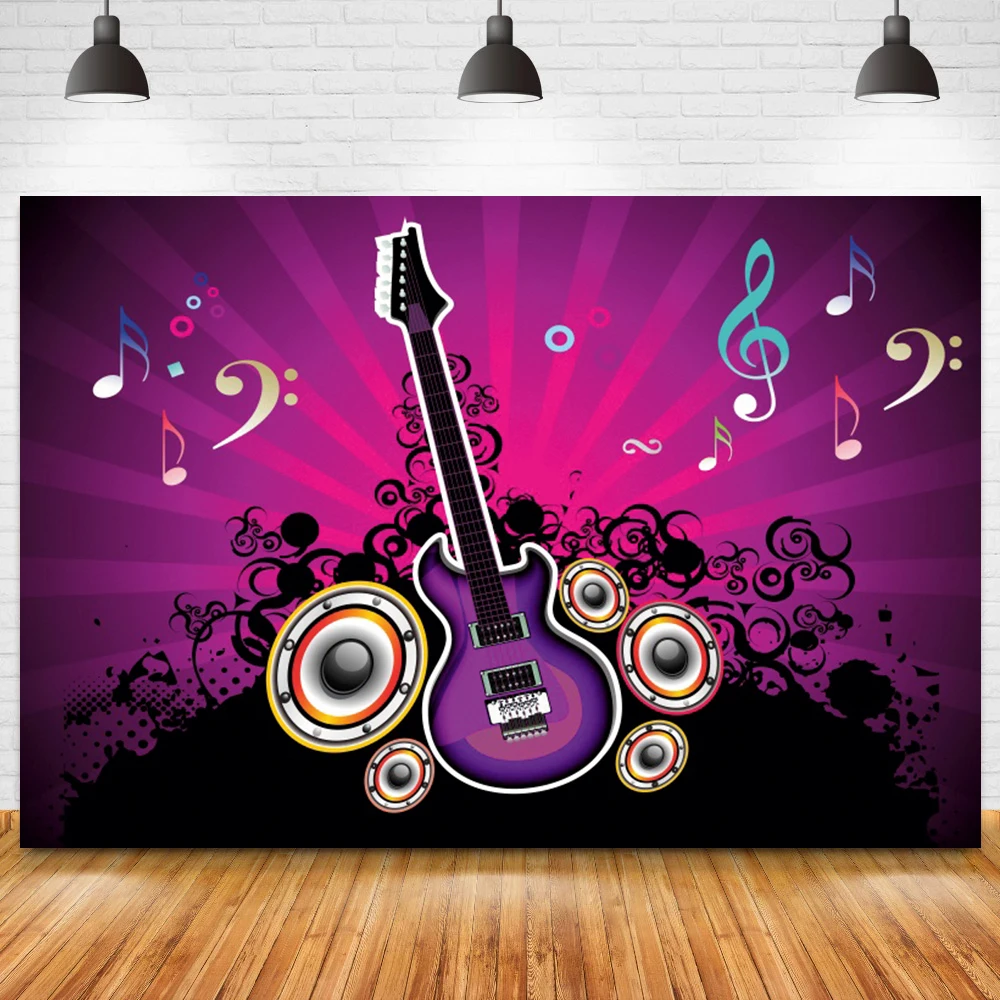 

Music Guitar Sound Voice Singer Birthday Party Backdrops Photography Night Club Dance Show Photo Background Vinyl Room Poster