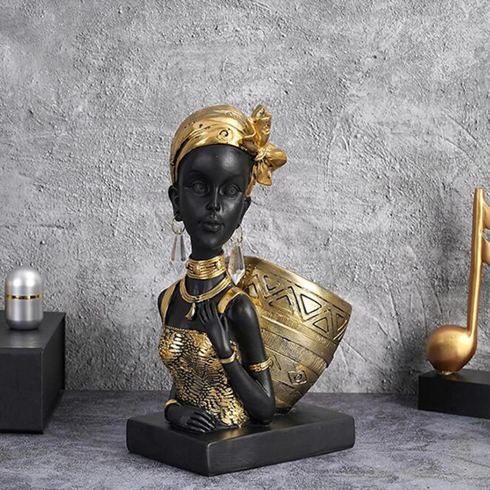 

Decorative Lady Statue Sculpture African Table Centerpieces Resin Modern Decor Human for Tabletop Hallway Decor Hotel Table