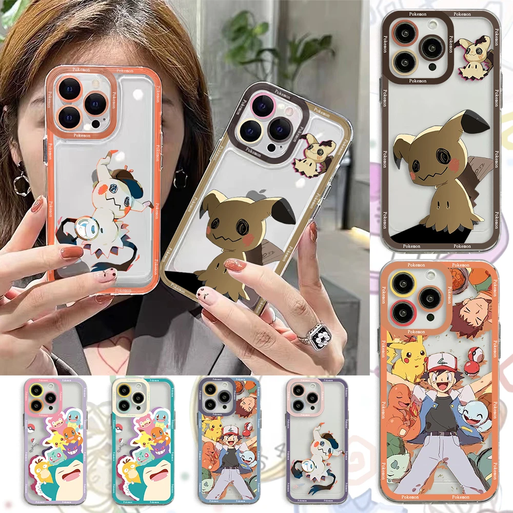 Чехол для телефона Pokemon Mimikyus Pikachus для iPhone 14 13 12 Mini 11 Pro Max X XR XS 7 SE 2020 Plus, мягкий силиконовый прозрачный чехол