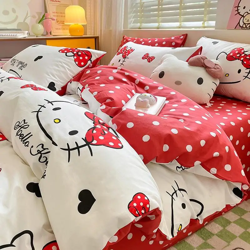 

Sanrio Hellokitty Mymelody Cinnamoroll Kawaii новая японская мультяшная хлопковая постельная шапка из четырех частей