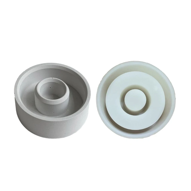 

Small Round Mirror Candle Holder Molds Candlestick Silicone Mold for DIY Resin Casting Crafts Cement Home Decorations 264E